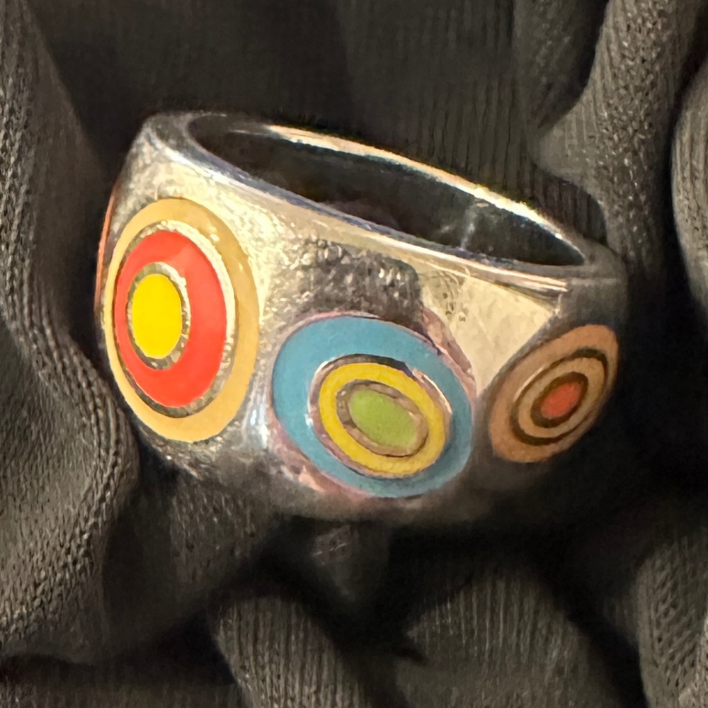 Vintgage Swatch Bijoux Samba stainless ring w/colorful enamel accents SZ 8 - Picture 3 of 9